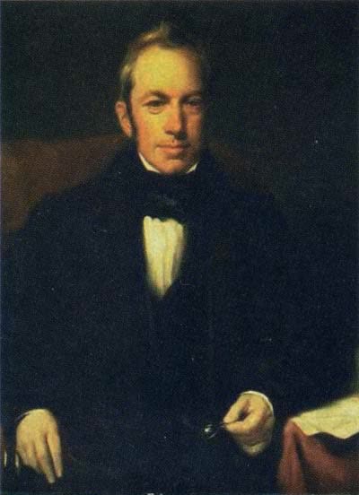 A nineteenth-century portrait of Robert Brown, elderly, in a dark coat, seated and facing slightly left.