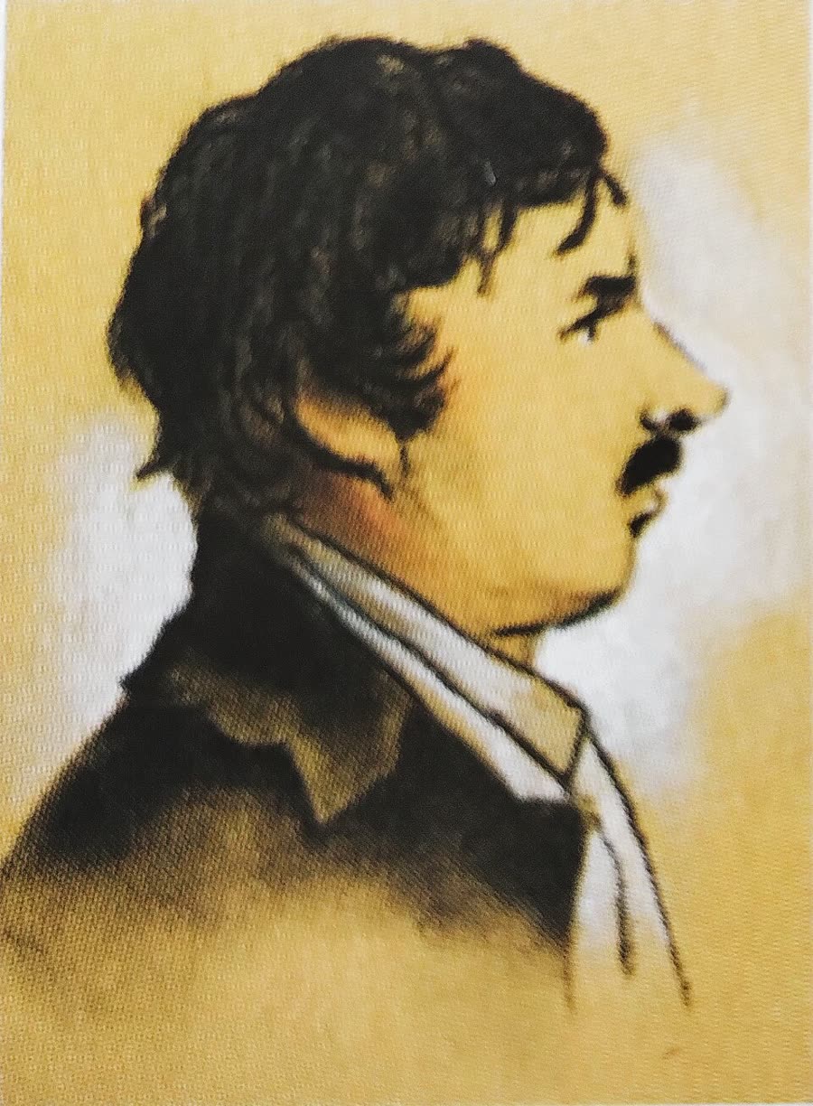 A painted portrait of Claude Louis Berthollet seated, in dark coat and white cravat.