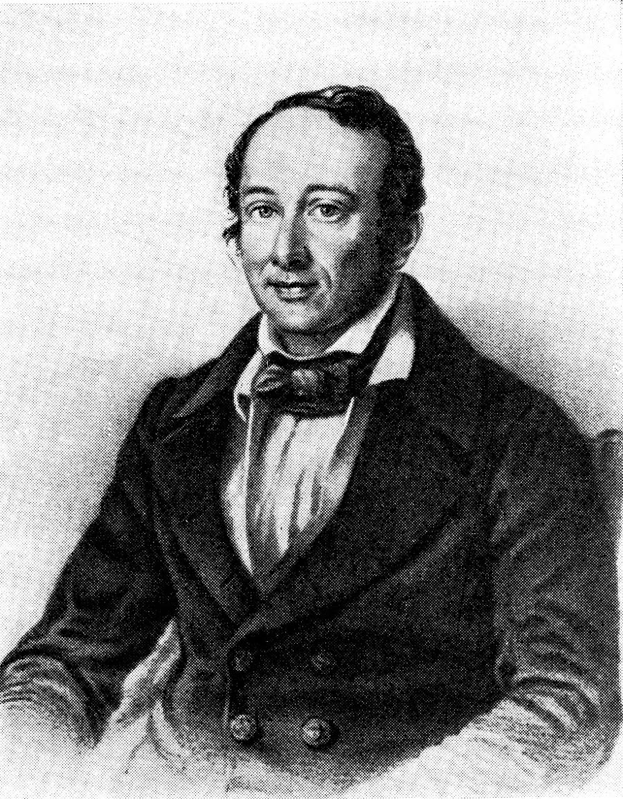 An engraved portrait of Germain Henri Hess in a high collar and dark coat, facing slightly left.