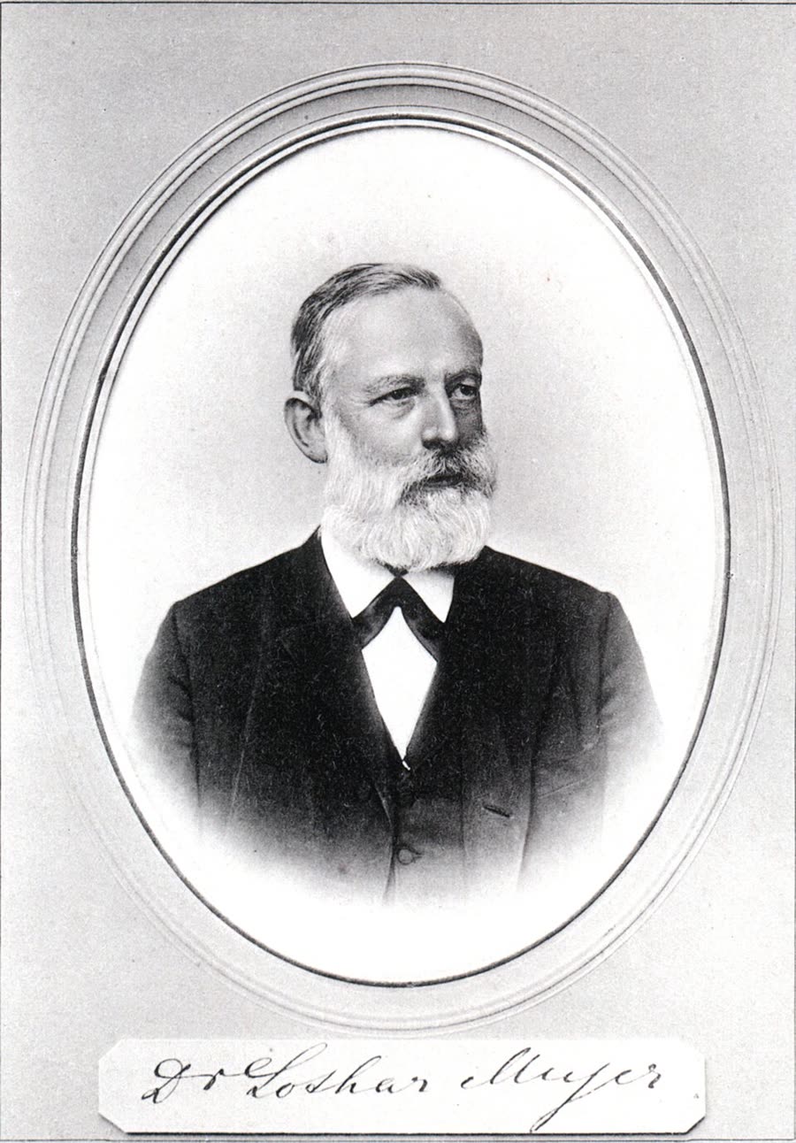 A portrait of Julius Lothar Meyer, bearded and in formal dress, facing slightly left.