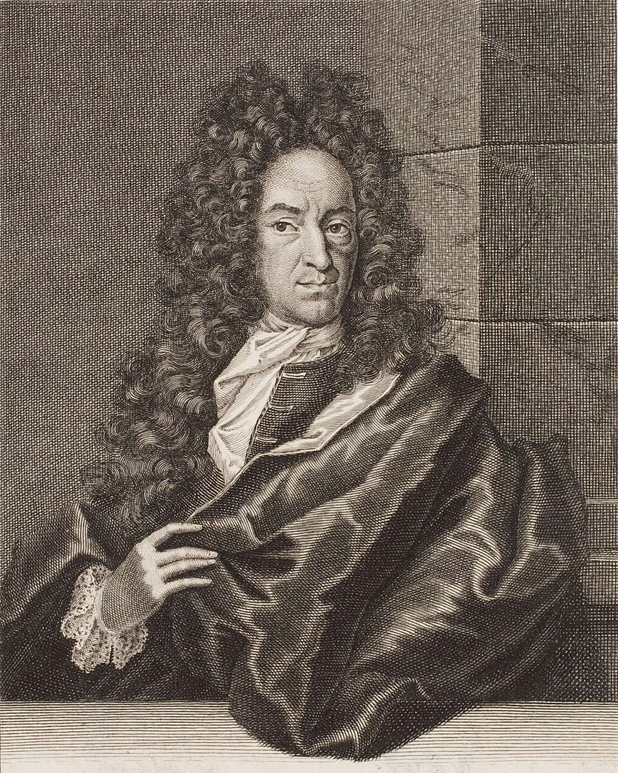 An engraved portrait of Georg Ernst Stahl in a full wig, facing left.